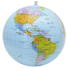 16Inch PVC Inflatable Blow Up World Globe Earth Ball Map Beach Geography Toy