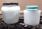 2 Vintage Milk Glass Jars Apothecary/Ponds/medicine containers with Lids