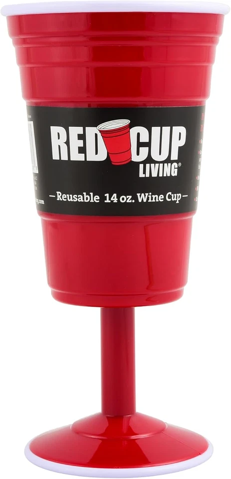 Copas de vino de plástico tinto reutilizables con vástago, 14 oz, únicas para beber de alta resistencia... Foto 2 de 4