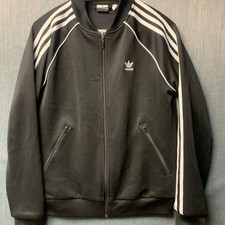 Adidas Originals Women's Track Jacket Size S Black 3 Stripe Trefoil Full Zip