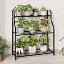 Bamworld 3 Tier Plant Stand Plant Holder Metal Rack Robust Flower Stand