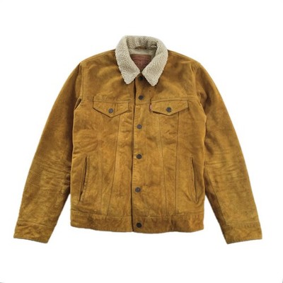 Levis Echt Rindsleder Sherpa Leder Typ 3 Trucker Jacke | Größe S | Western