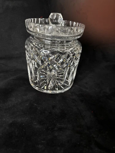 💥Lismore Irish Biscuit Barrel & Lid Hand Blown Waterford Versatile Jar 6 1/2".