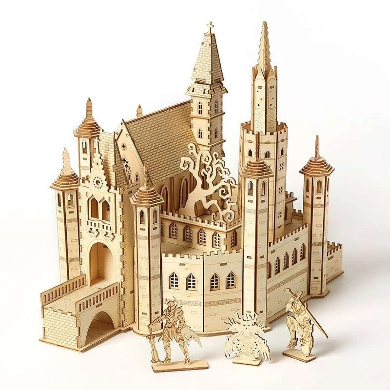Rompecabezas de madera 3D kits modelo castillo hágalo usted mismo para regalos de cumpleaños adultos y adolescentes Foto 4 de 4