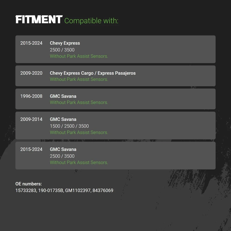 Barra frontal de parachoques trasera para Chevy Express 2500 1996-2023 certificado CAPA 15733283 Foto 3 de 3