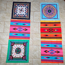 Vintage 80s Hav A Hank Western Bandana Lot of 6 Aztec USA 50/50 Cotton/Polyester