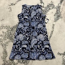 Tommy Hilfiger Dress Womens Size 12 Blue Paisley Floral Sleeveless A-Line Work