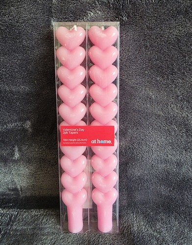 New 2-pack of pink heart-shaped taper candles designed for Valentine's Day 10' - Picture 2 of 4