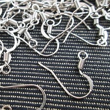 100 Hypoallergenic Ear Wires Nickel Free French Hook with Coil Supplies NS383 