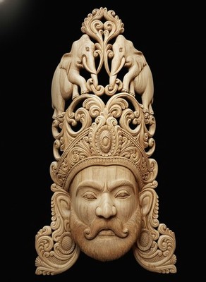 20 in Unique Handcrafted Wooden Royal King Mask Wood Sri Lanka Traditional Asia