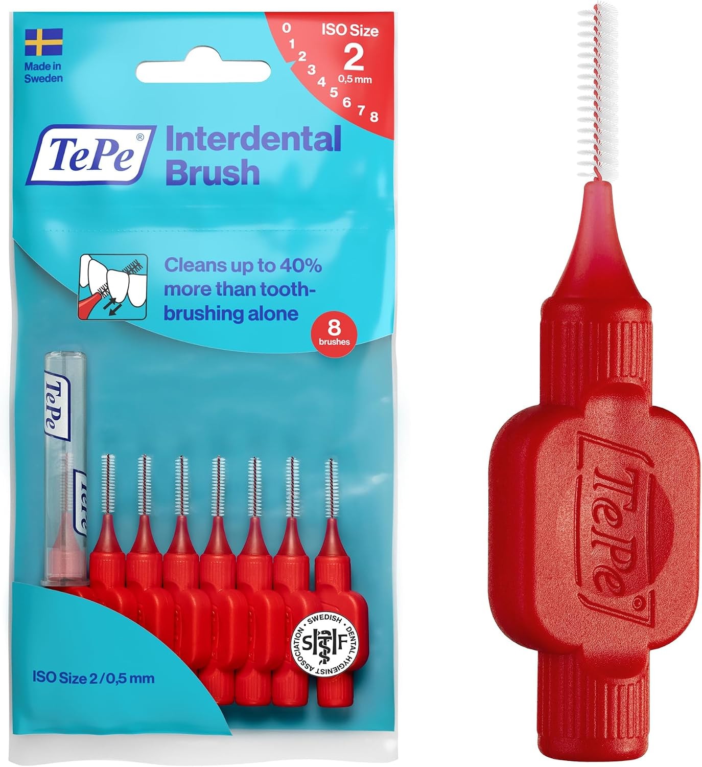 TePe Red 0.5mm Interdental Brush - 2 Packs of 8 (16 Brushes) - Image 6