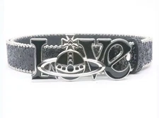 Y2K Vivienne Westwood LOVE Belt Woman’s And Men’s Black Silver Belt
