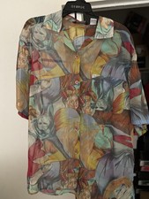 womens sheer colorful blouse size large