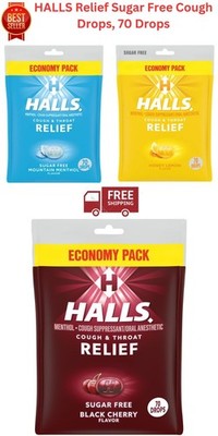 HALLS Relief Sugar Free Cough Drops, Economy Pack, 70 Drops Select Flavor