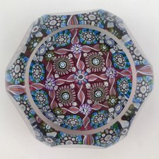 Perthshire PP134A 1991 Intricate Millefiori Square Twist Faceted Paperweight COA