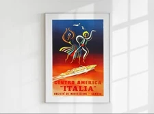 Centro America Italia Cruise Vintage Poster, Printable Wall Art