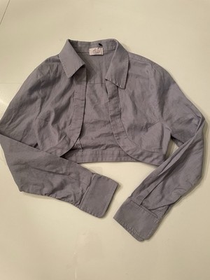 Oh Polly Light Gray Collared Bolero Shrug Jacket Long Sleeve US 2