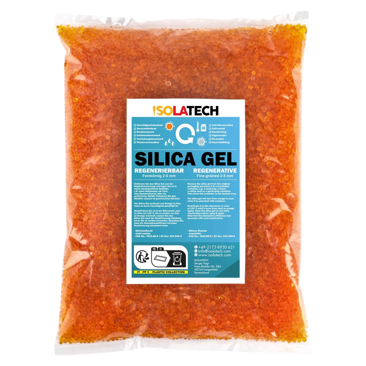 Silica Gel Orange zu Klar Regenerierbar Trockenmittel Indikator 400g bis 10kg