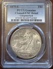 1875-S Trade Dollar T$1 - PCGS UNC Detail - Chopmarked - Type 1 Reverse