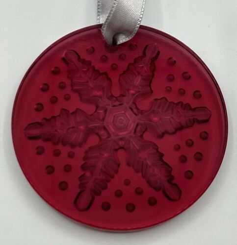 Lalique Copo de Nieve Rojo 2013 Adorno de Navidad Francia Cristal con Caja - Imagen 2 de 4