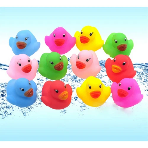 12 Pcs Colorful Baby Children Bath Toys Cute Rubber Squeaky Duck Ducky BDF6 - Picture 4 of 12