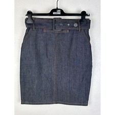 Balenciaga Denim Midi Belted Skirt In Blue Size 36