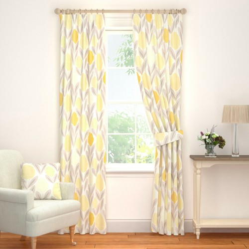 Laura Ashley Serena Sunshine Curtains 223cm x 229cm (88”x90”) Yellow
