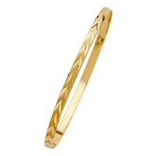 Wellingsale 14k Solid Yellow Gold Starburst Slip On Diamond Cut Stacking Bangle