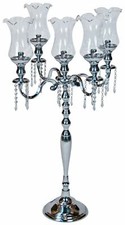 98CM ALUMINIUM CANDELABRA GLASS SHADES DROPPERS CANDLE HOLDER CENTREPIECE 