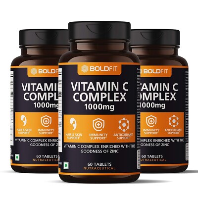 Boldfit Vitamin C Komplex 1000mg Unterstützt Energie Immunität Antioxidans 18...