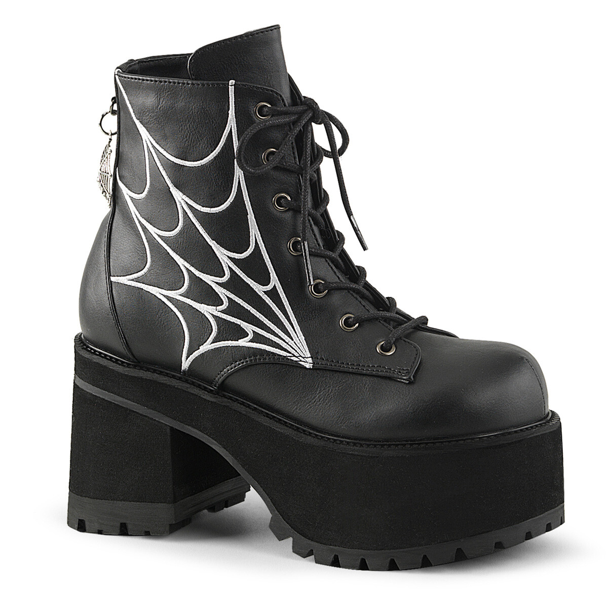 DEMONIA RANGER-105 Punk Gothic Platform Black Spider Web 