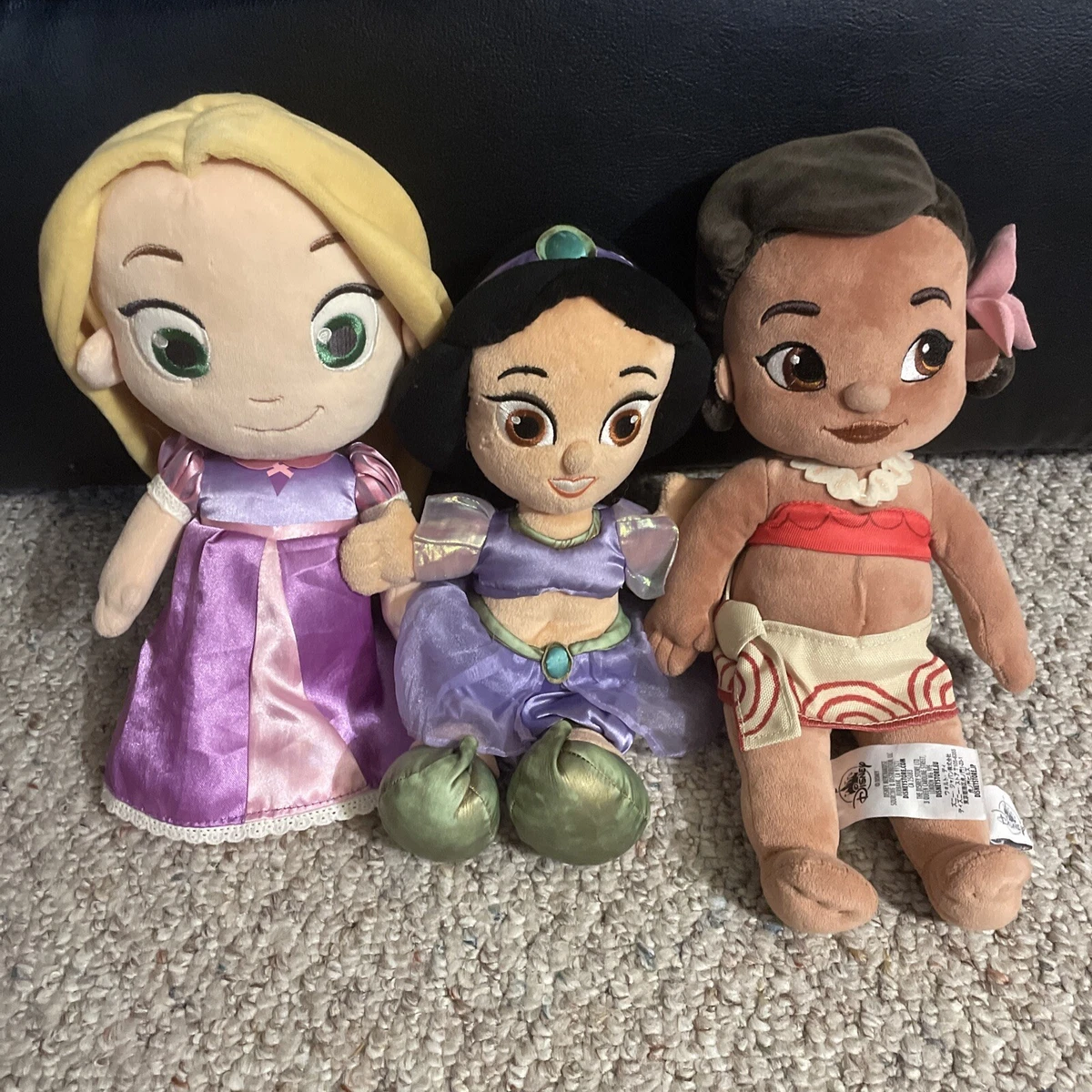 Disney Princess Plush Lot Of 3 Dolls Baby Moana Jasmine Rapunzel 11” Stuffed