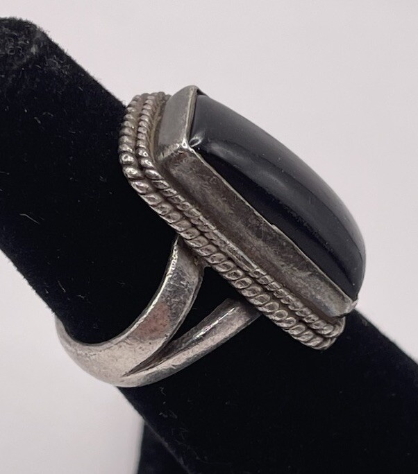 Sterling Silver Rectangular Blue Goldstone Ring(7… - image 4