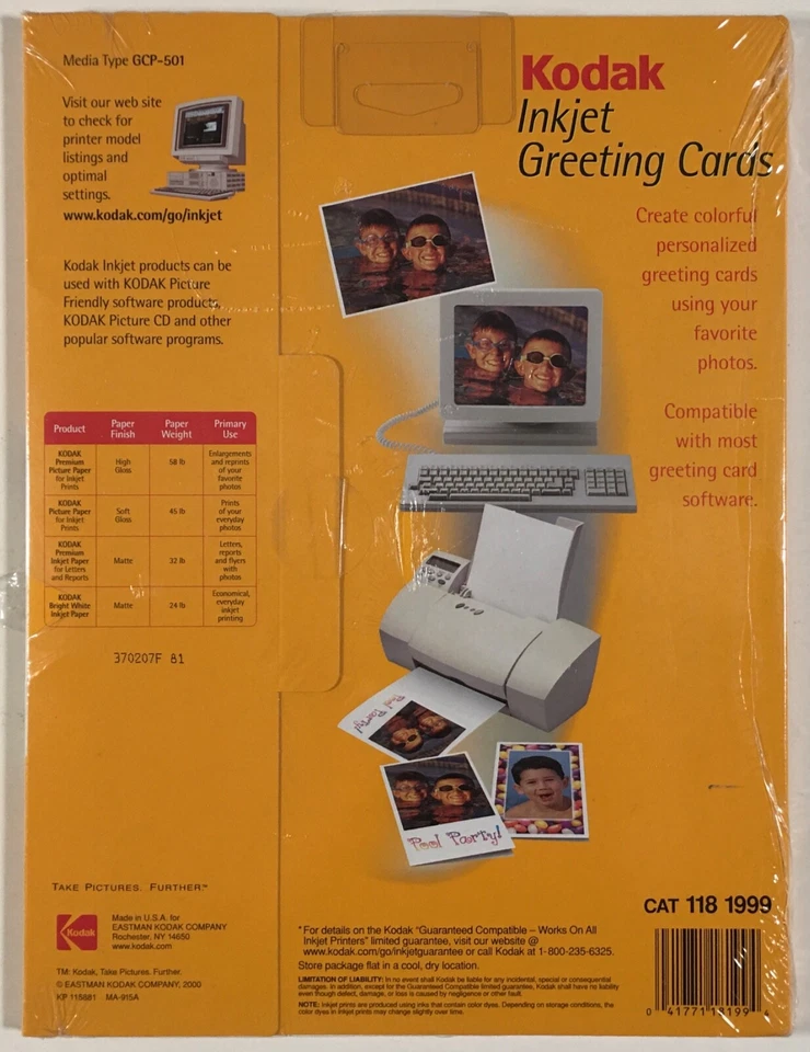 Kodak Inkjet Greeting Card Half-Fold Matte White Sets 20 Cards With Envelopes - Image 3 of 3