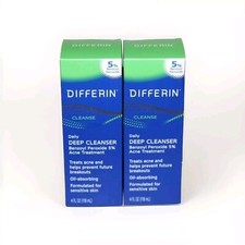 Lot Of 2 Differin Daily Deep Cleanser 5 Sensitive Skin Formula 4.0oz Exp:02/25