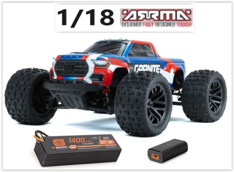 ARRMA - Granite Grom blu Mega 380 1/18 Brushed 4X4 Monster Truck RTR