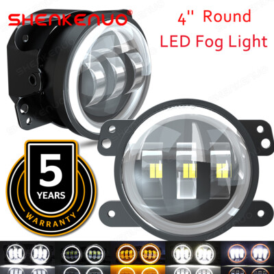 Pair 4 inch LED Fog Lights Front Bumper Driving Lamps for Jeep Wrangler JL JT JK
