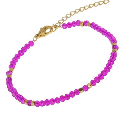 Bracelet De Cheville Perles Surfeur Rose - En Acier Inoxydable Doré, Neuf Sans Emballage
