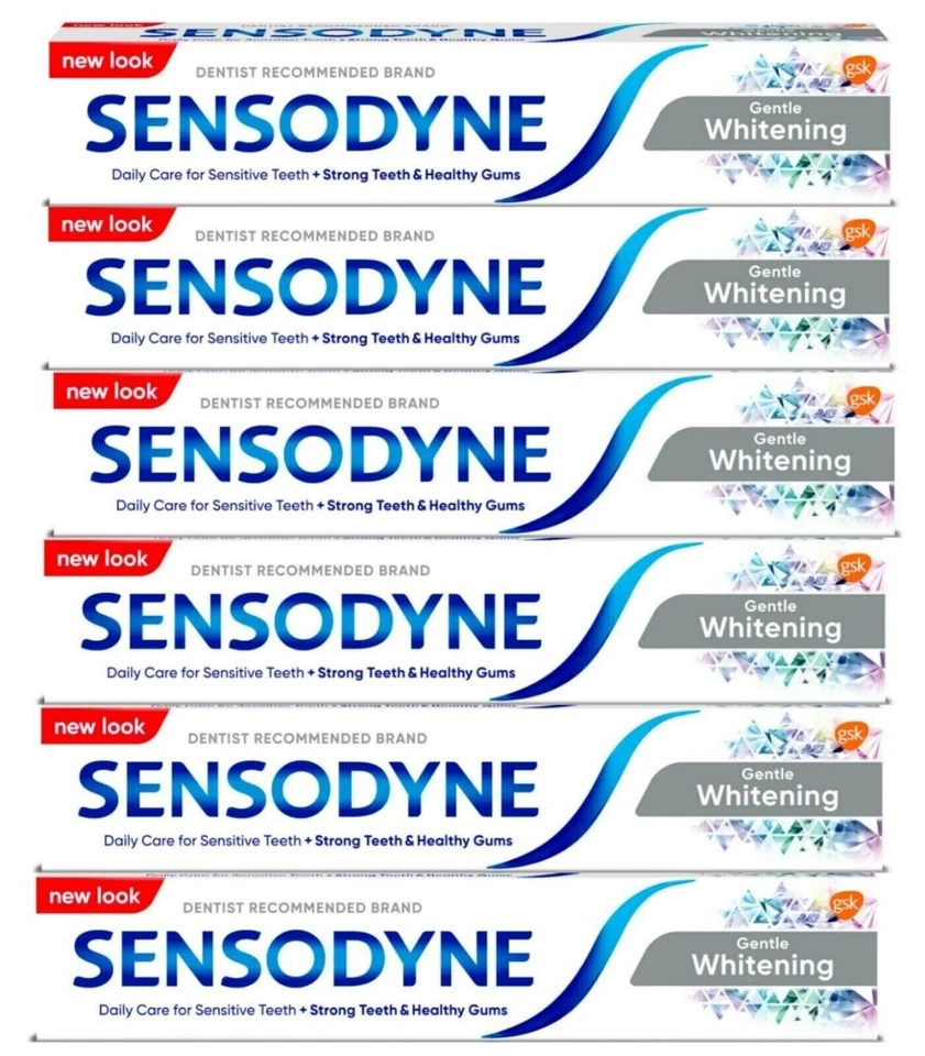6 x 75ml Sensodyne Sensitive Teeth Toothpaste Gentle Whitening.