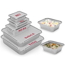 Foil Food Containers With Lids Aluminium Tray Takeaway Microwave Safe Non-Toxic