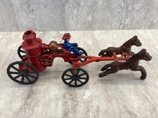 Antique - Cast Iron - Horse Drawn Fire Wagon - 9"x 2.25" x 3