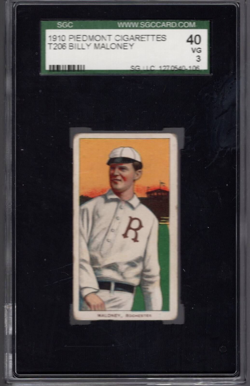 1909-11 T206 Piedmont 350: BILLY MALONEY Rochester SGC 3 VG  1910  CENTERED!