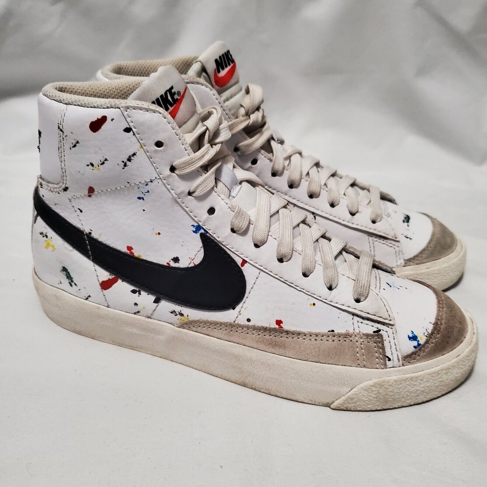 Nike Blazer Mid 77 Paint Splatter Shoes Sneakers DJ2618-100 Sz 5Y