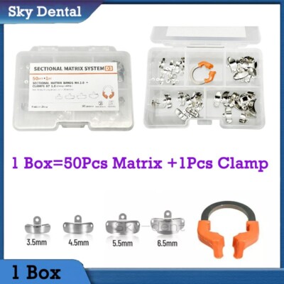 1Box Dental Sectional matrix bands System M4 3.0 + Clamps R7 1.0 Non-sterile Kit