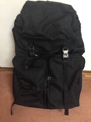 PRADA Nylon Backpack V136 Black Metal Triangle Enamel Logo PRADA Nylon Backpack V136 Black Metal Triangle Enamel Logo