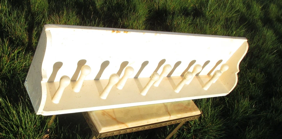 Perchero vintage rústico granero clavija auténtico 10 ganchos pintura blanca encantadora  Foto 2 de 4