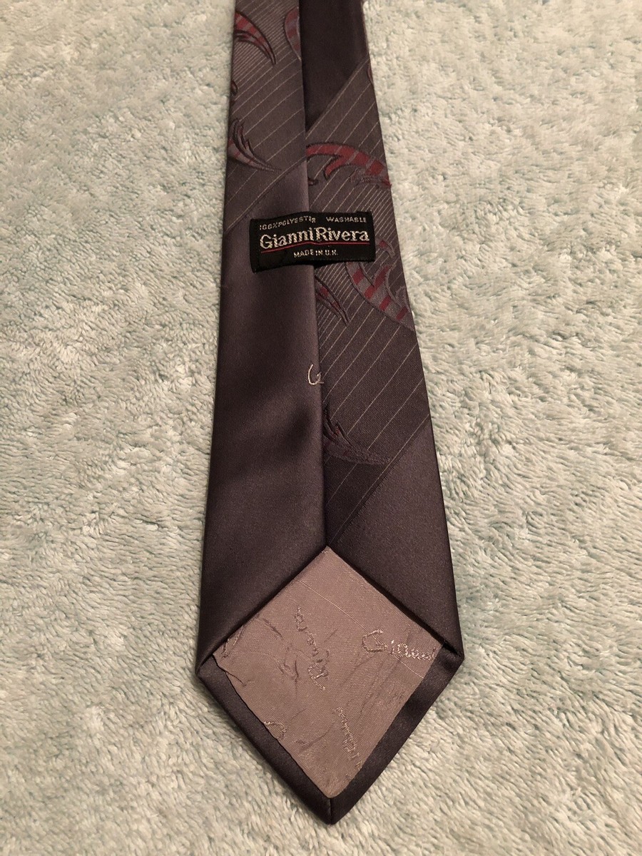 Cravate Homme Gianni Rivera Vintage - Gris, Style Business Formel - Occasion, Unique