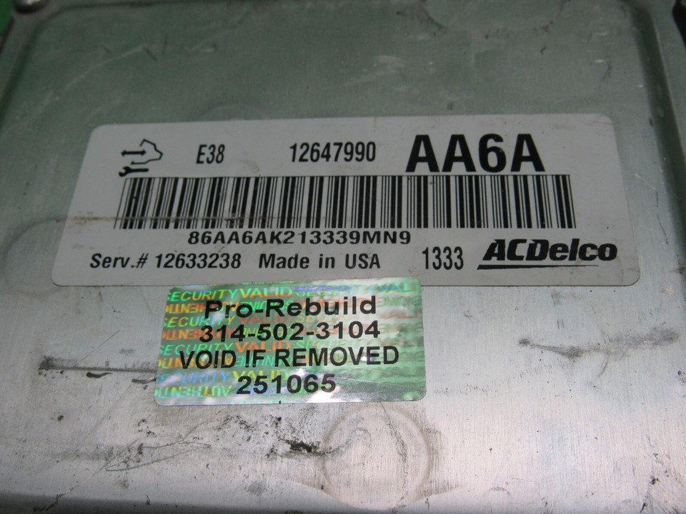 12633238 E38 LS GEN 4 CHEVY L20 4.8L 4L60 PCM ECM ECU ENGINE COMPUTER ...