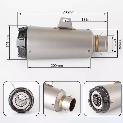 For Ducati Panigale 959 1199 1299 V2 V4 V4S Motorcycle Exhaust Pipe Muffler 51mm - Picture 5 of 9