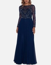 Xscape Women’s Navy Embellished Maxi Formal Evening Dress Gown Size 16 NEW
